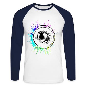 Firefighter Helmet Icon - Unisex Long Sleeve Baseball T-Shirt - white/navy - Front - Nik (191cm)