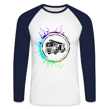 Fire Truck Fire Brigade - Unisex Long Sleeve Baseball T-Shirt - white/navy - Front - Nik (191cm)