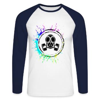 Gasmaske Symbol - Unisex Baseballshirt langarm - Weiß/Navy - Vorne - Nik (191cm)