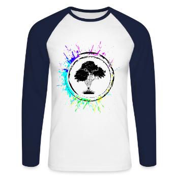Arbre Symbole Nature - T-shirt baseball manches longues Homme - blanc/marine - Devant - Nik (191cm)