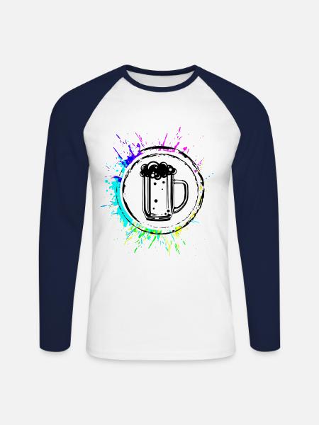 Bierkrug Bier Glas - Unisex Baseballshirt langarm - Weiß/Navy