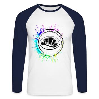 Croissant Symbol - Unisex Long Sleeve Baseball T-Shirt - white/navy - Front - Nik (191cm)