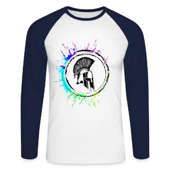 Spartaner Helm Krieger - Unisex Baseballshirt langarm - Weiß/Navy - Vorne - Nik (191cm)