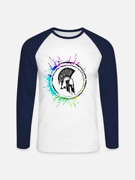 Spartaner Helm Krieger - Unisex Baseballshirt langarm - Weiß/Navy