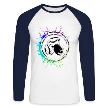 Café en grains Icon Café - T-shirt baseball manches longues Homme - blanc/marine - Devant - Nik (191cm)