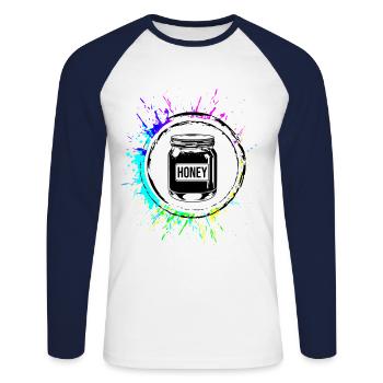 Honey symbol beekeeper - Unisex Long Sleeve Baseball T-Shirt - white/navy - Front - Nik (191cm)