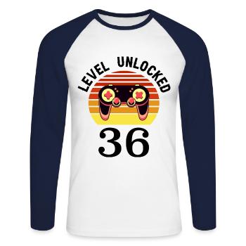 Level 36 unlocked 36 Geburtstag 36 Jahre alt - Unisex Baseballshirt langarm - Weiß/Navy - Vorne - Nik (191cm)