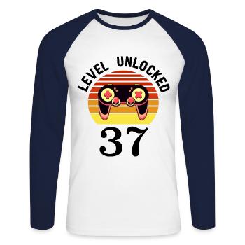 Level 37 unlocked 37 Birthday 37 years old - Unisex Long Sleeve Baseball T-Shirt - white/navy - Front - Nik (191cm)