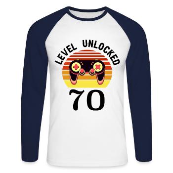 Level 70 unlocked 70 Geburtstag 70 Jahre alt - Unisex Baseballshirt langarm - Weiß/Navy - Vorne - Nik (191cm)
