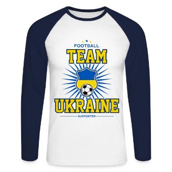 Ukraine - Unisex Baseballshirt langarm - Weiß/Navy - Vorne - Nik (191cm)