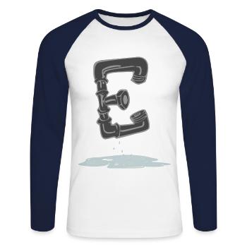 Tube E - T-shirt baseball manches longues Homme - blanc/marine - Devant - Nik (191cm)