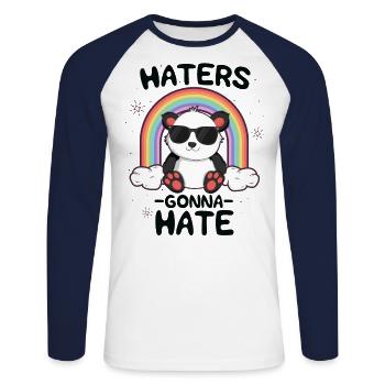 Hates Gonna Hate TShirt pour Garçons Enfants Kawaii - T-shirt baseball manches longues Homme - blanc/marine - Devant - Nik (191cm)