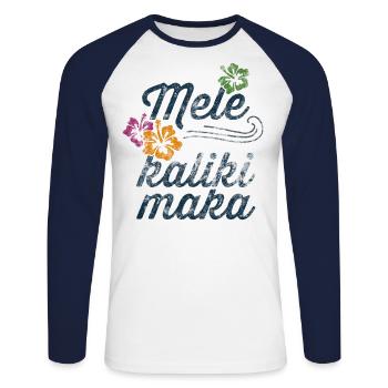 Mele Kalikimaka Hawaiian Christmas Hawaii Surfing - Unisex Long Sleeve Baseball T-Shirt - white/navy - Front - Nik (191cm)