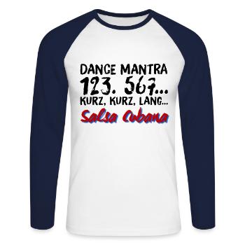 Salsa Shirt Dance Mantra - Unisex Baseballshirt langarm - Weiß/Navy - Vorne - Nik (191cm)