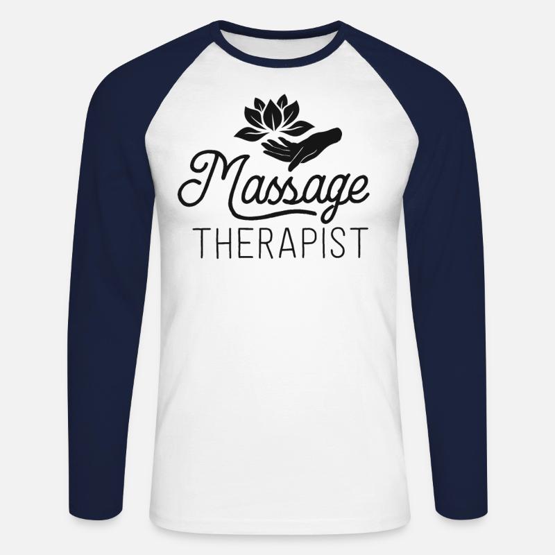 Massagetherapeut Massagetherapie Geschenk Spa Shirt - Unisex Baseballshirt langarm - Weiß/Navy
