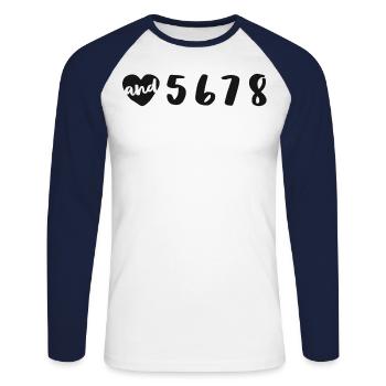 Et 5 6 7 8 chemises de ballerine pour filles femmes - T-shirt baseball manches longues Homme - blanc/marine - Devant - Nik (191cm)