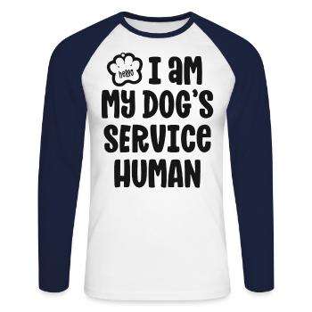 Funny Service Dog Shirt For Women I Am Service - Unisex Long Sleeve Baseball T-Shirt - white/navy - Front - Nik (191cm)