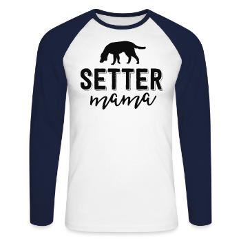 Chemises de maman de chien floral pour le poseur de cadeau de propriétaire de femme - T-shirt baseball manches longues Homme - blanc/marine - Devant - Nik (191cm)