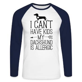Dachshund Mama Gift Funny Dog Mom Shirts Can't - Unisex Long Sleeve Baseball T-Shirt - white/navy - Front - Nik (191cm)