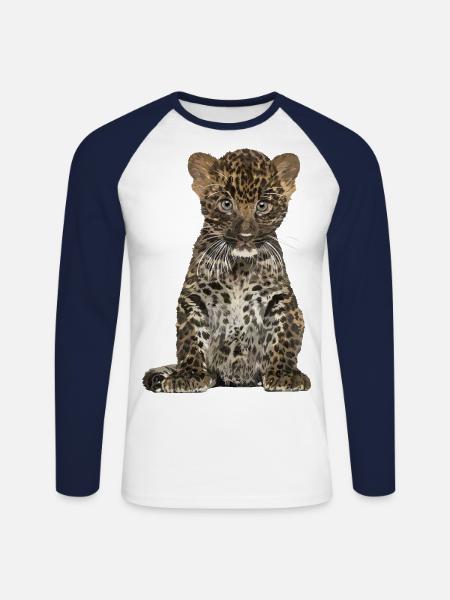 Leopard - Unisex Long Sleeve Baseball T-Shirt - white/navy