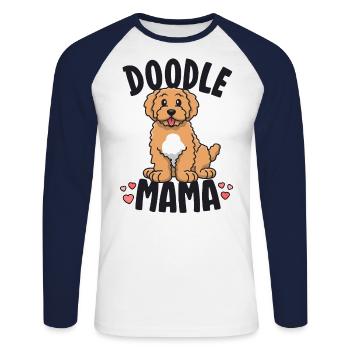 Doodle Mama Chemises pour femmes Propriétaire de Goldendoodle - T-shirt baseball manches longues Homme - blanc/marine - Devant - Nik (191cm)