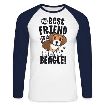 Beagle Dad Shirt Beagle Mom Gifts For Beagle - Unisex Long Sleeve Baseball T-Shirt - white/navy - Front - Nik (191cm)