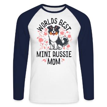 Australian Shepherd Gifts World's Best Aussie Mom - Unisex Long Sleeve Baseball T-Shirt - white/navy - Front - Nik (191cm)
