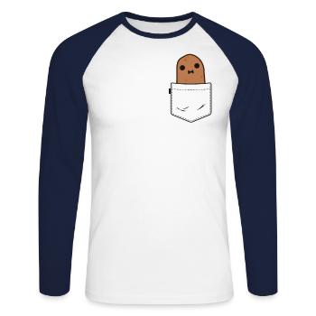 Pocket Potato Shirts für Mädchen Frauen Kinder lustig - Unisex Baseballshirt langarm - Weiß/Navy - Vorne - Nik (191cm)
