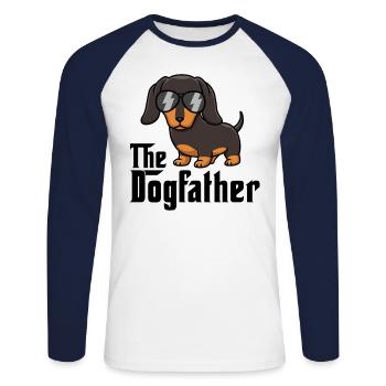 Le dogfather Drôle teckel papa papa père chien - T-shirt baseball manches longues Homme - blanc/marine - Devant - Nik (191cm)