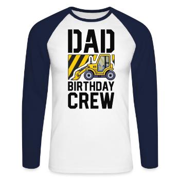 Papa Bau Geburtstag Crew Bulldozer Bday - Unisex Baseballshirt langarm - Weiß/Navy - Vorne - Nik (191cm)
