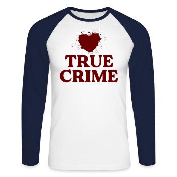 Liebe True Crime Shirt Frauen Murderino Blut - Unisex Baseballshirt langarm - Weiß/Navy - Vorne - Nik (191cm)