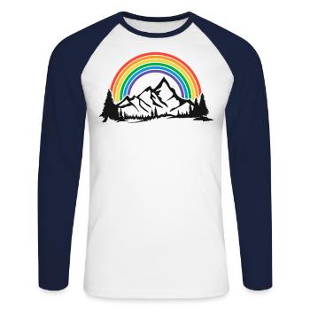 Gay Pride Randonnée Camping Randonnée En Plein Air - T-shirt baseball manches longues Homme - blanc/marine - Devant - Nik (191cm)