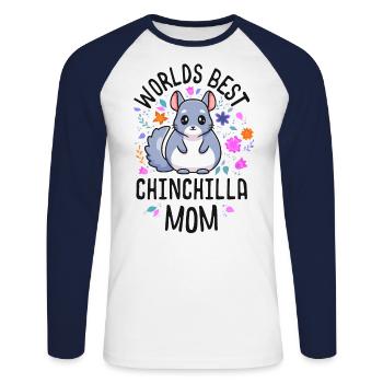 Worlds Best Chinchilla Maman Chemise Mignon Floral - T-shirt baseball manches longues Homme - blanc/marine - Devant - Nik (191cm)