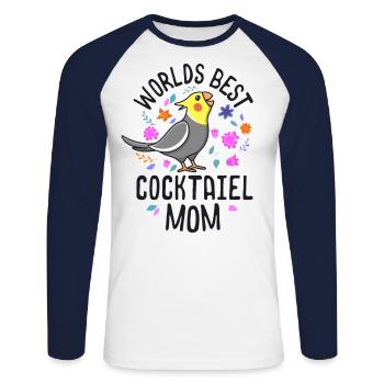 Meilleur Cockatiel Maman Femmes Filles Criant - T-shirt baseball manches longues Homme - blanc/marine - Devant - Nik (191cm)
