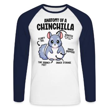 Anatomie d’une chemise chinchilla pour femmes amant maman - T-shirt baseball manches longues Homme - blanc/marine - Devant - Nik (191cm)