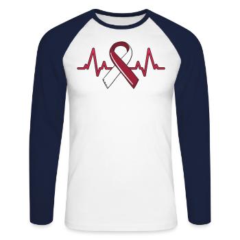 Mund-Kopf-Hals-Krebs Herzschlag Hals - Unisex Baseballshirt langarm - Weiß/Navy - Vorne - Nik (191cm)