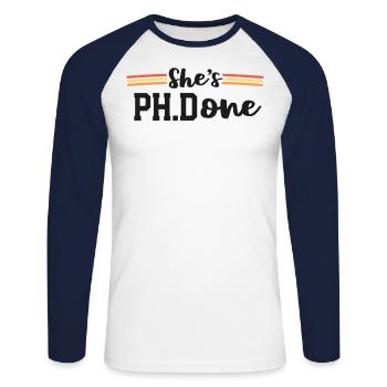 Sie hat promoviert Retro Medical School Graduation - Unisex Baseballshirt langarm - Weiß/Navy - Vorne - Nik (191cm)