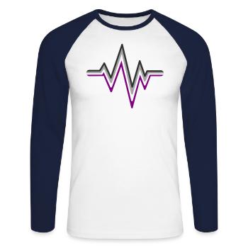 Asexual Heartbeat Ace Flag Colors Asexuality - Unisex Long Sleeve Baseball T-Shirt - white/navy - Front - Nik (191cm)