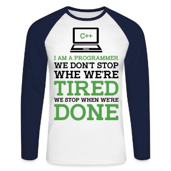 I'm A Programmer We Don't Stop When We're Tired Pr - Unisex Baseballshirt langarm - Weiß/Navy - Vorne - Nik (191cm)