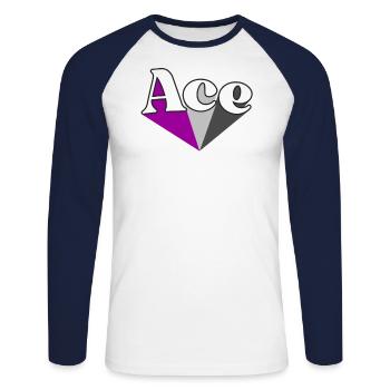 Retro Ace Pride Asexual Rainbow Ally LGBT - Unisex Long Sleeve Baseball T-Shirt - white/navy - Front - Nik (191cm)