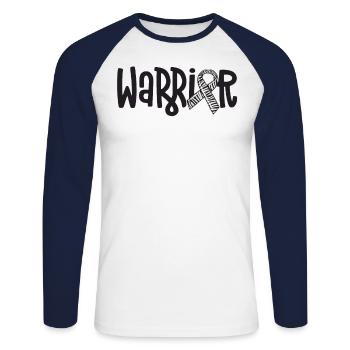 Warrior Rare Disease Awareness Zebra Ruban EDS - T-shirt baseball manches longues Homme - blanc/marine - Devant - Nik (191cm)