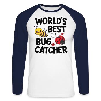 Worlds Best Bug Catcher Entomologist Insect Lady - Unisex Long Sleeve Baseball T-Shirt - white/navy - Front - Nik (191cm)