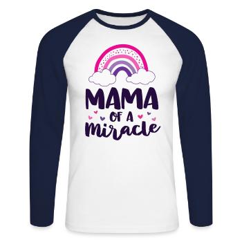 Mama Of A Miracle NICU Shirt For Parents - Unisex Long Sleeve Baseball T-Shirt - white/navy - Front - Nik (191cm)