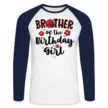 Brother Of The Birthday Girl Matching Family - Unisex Long Sleeve Baseball T-Shirt - white/navy - Front - Nik (191cm)