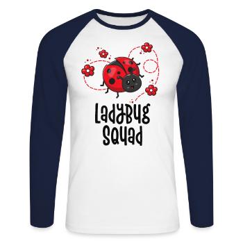 Ladybug Squad Insect Lover Entomologist Gift Red - Unisex Long Sleeve Baseball T-Shirt - white/navy - Front - Nik (191cm)