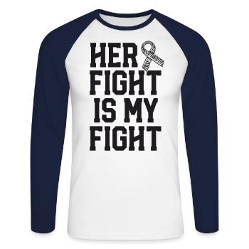 Her Fight Is My Fight Rare Disease Awareness - Unisex Long Sleeve Baseball T-Shirt - white/navy - Front - Nik (191cm)