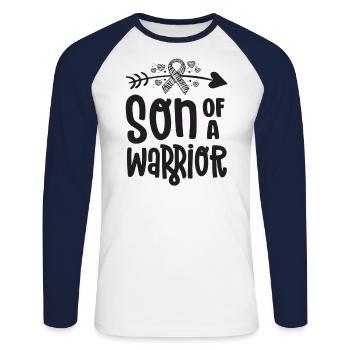 Son Of A Rare Disease Warrior Awareness Zebra - Unisex Long Sleeve Baseball T-Shirt - white/navy - Front - Nik (191cm)