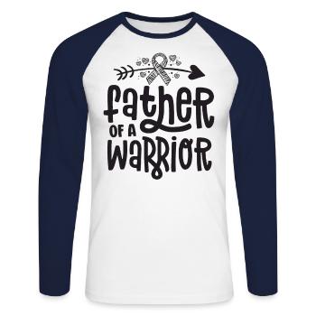 Father Of A Rare Disease Warrior Awareness Zebra - Unisex Long Sleeve Baseball T-Shirt - white/navy - Front - Nik (191cm)