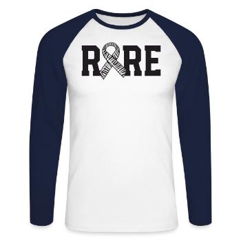 Rare Disease Awareness Walk Zebra Ribbon EDS - Unisex Long Sleeve Baseball T-Shirt - white/navy - Front - Nik (191cm)