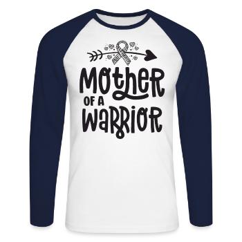 Mother Of A Rare Disease Warrior Awareness Zebra - Unisex Long Sleeve Baseball T-Shirt - white/navy - Front - Nik (191cm)